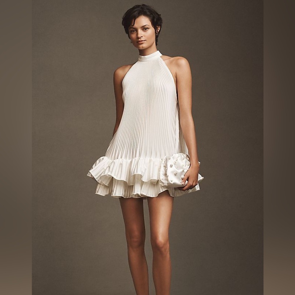 L'IDEE Soleil Halter Mini Dress Ivory